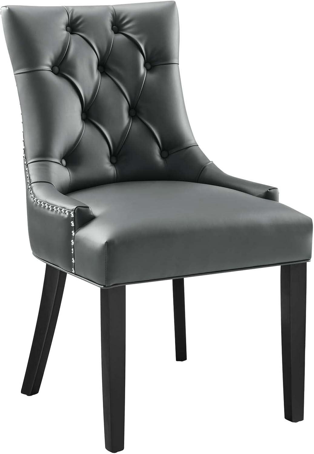 Modway Regent Vinyl Dining Chair Black: Upholstered, Wood Frame, Spot Clean, No Tools Assembly