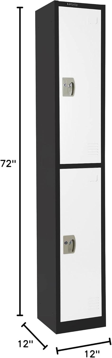 Black and White Steel Office Locker with Adjustable Shelving