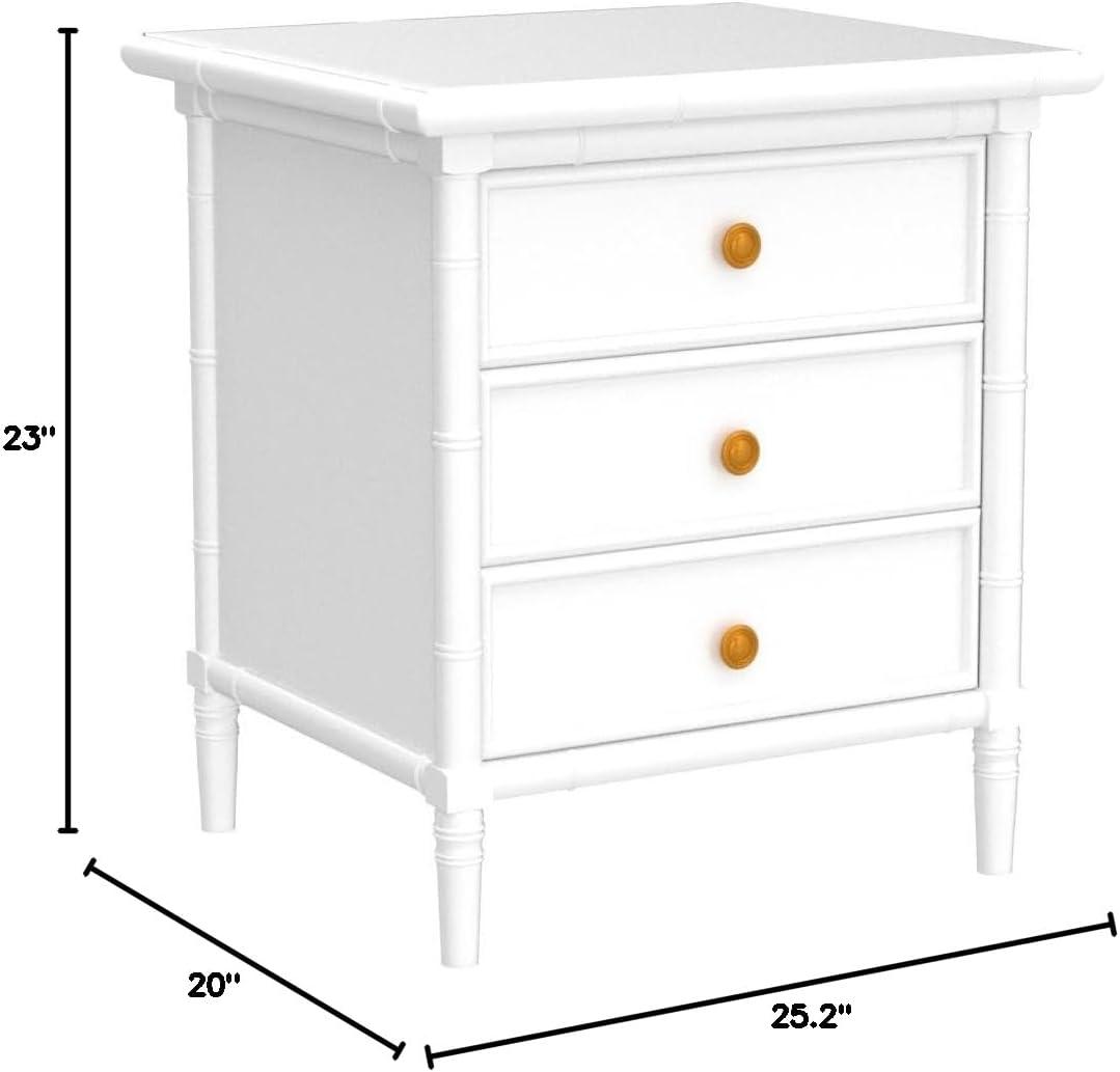 Mina 3 Drawer Nightstand - NST3500 - White/Gold - Safavieh