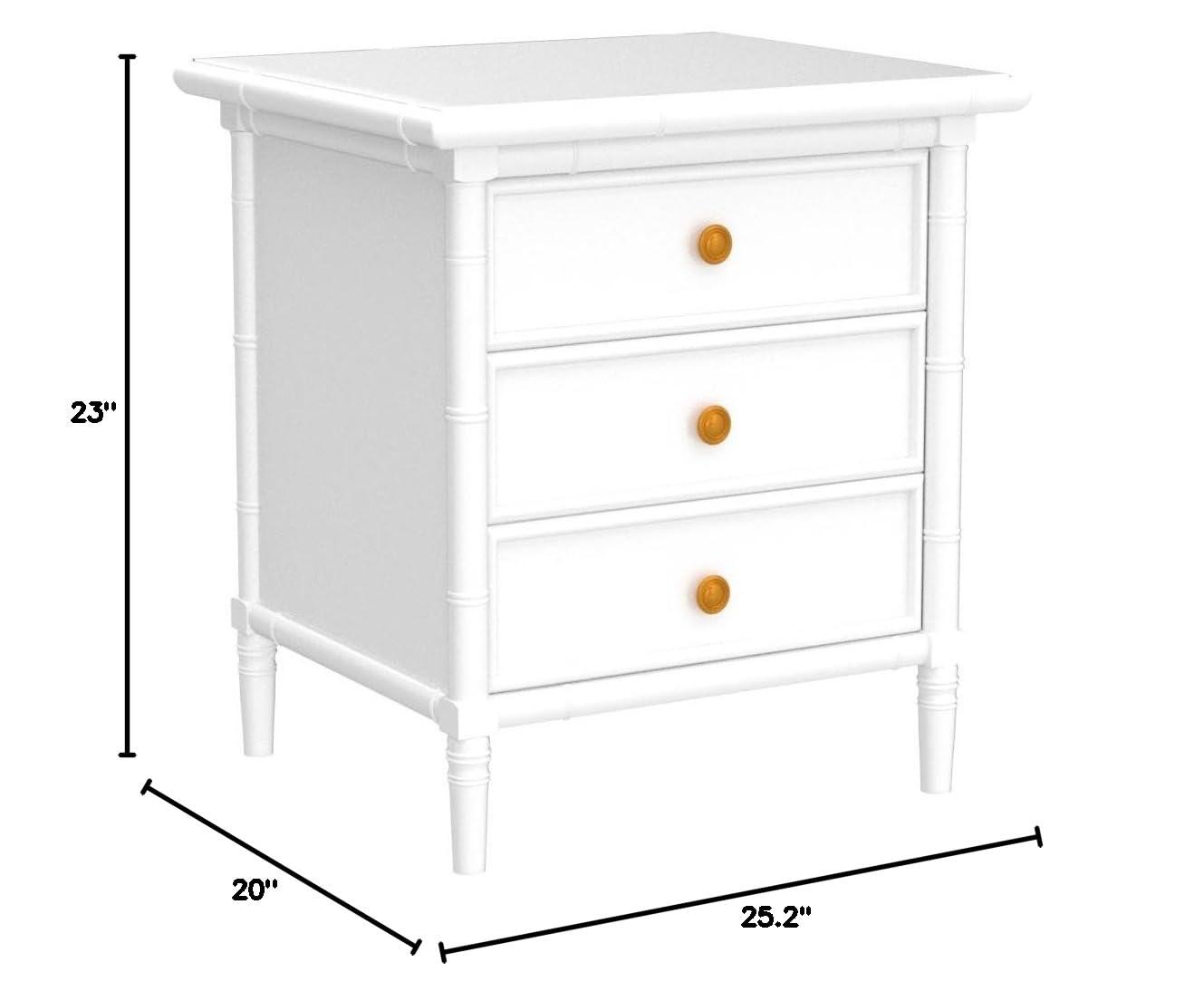 Mina 3 Drawer Nightstand - NST3500 - White/Gold - Safavieh