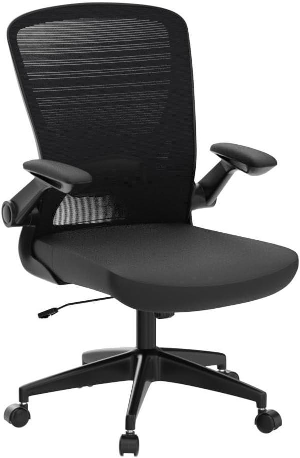 Ergonomic Office Chair, KERDOM Breathable Mesh Desk Chair, Lumbar Support Computer Chair with Wheels and Flip-up Arms, Swivel Task Chair, Adjustable Height Home Gaming Chair (Black)Ergonomic Office Chair, KERDOM Breathable Mesh Desk Chair, Lumbar Support Computer Chair with Wheels and Flip-up Arms, Swivel Task Chair, Adjustable Height Home Gaming Chair (Black)