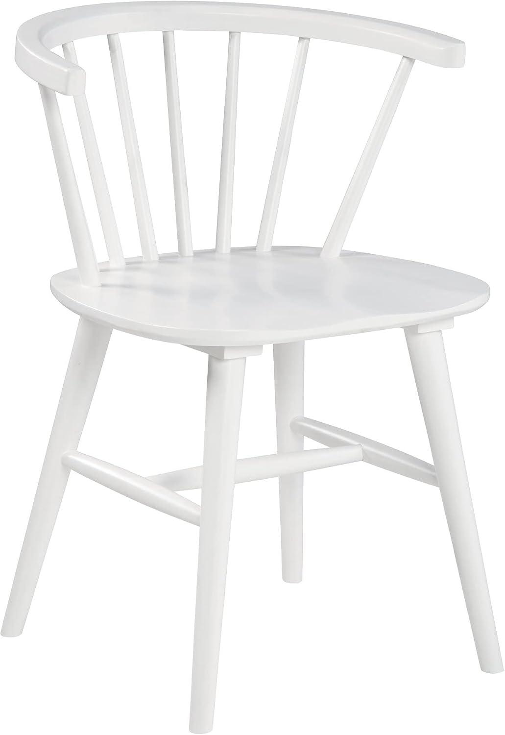 White Wood Spindle Back Dining Side Chair Set