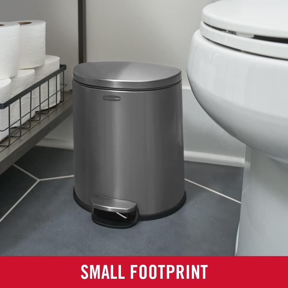 1.6-Gallon Silver Stainless Steel Oval Step-On Trash Can