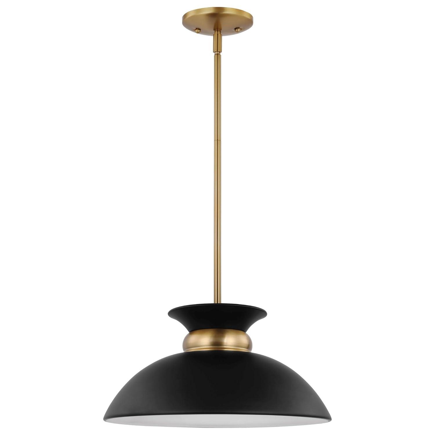 Nuvo Lighting Perkins 1 Light Small Pendant Matte Black with Burnished Brass