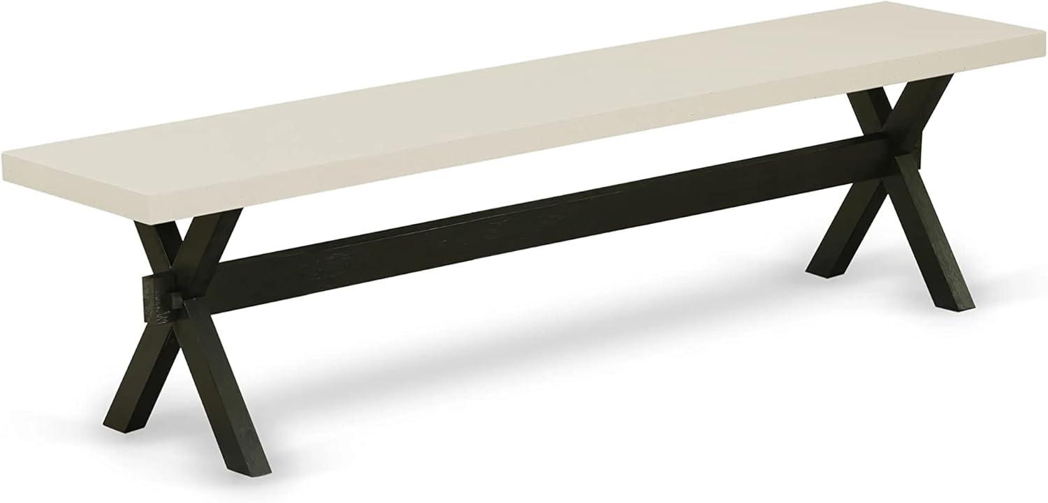 East West Furniture X-Style 15x72" Wood Dining Bench in Black/Linen White