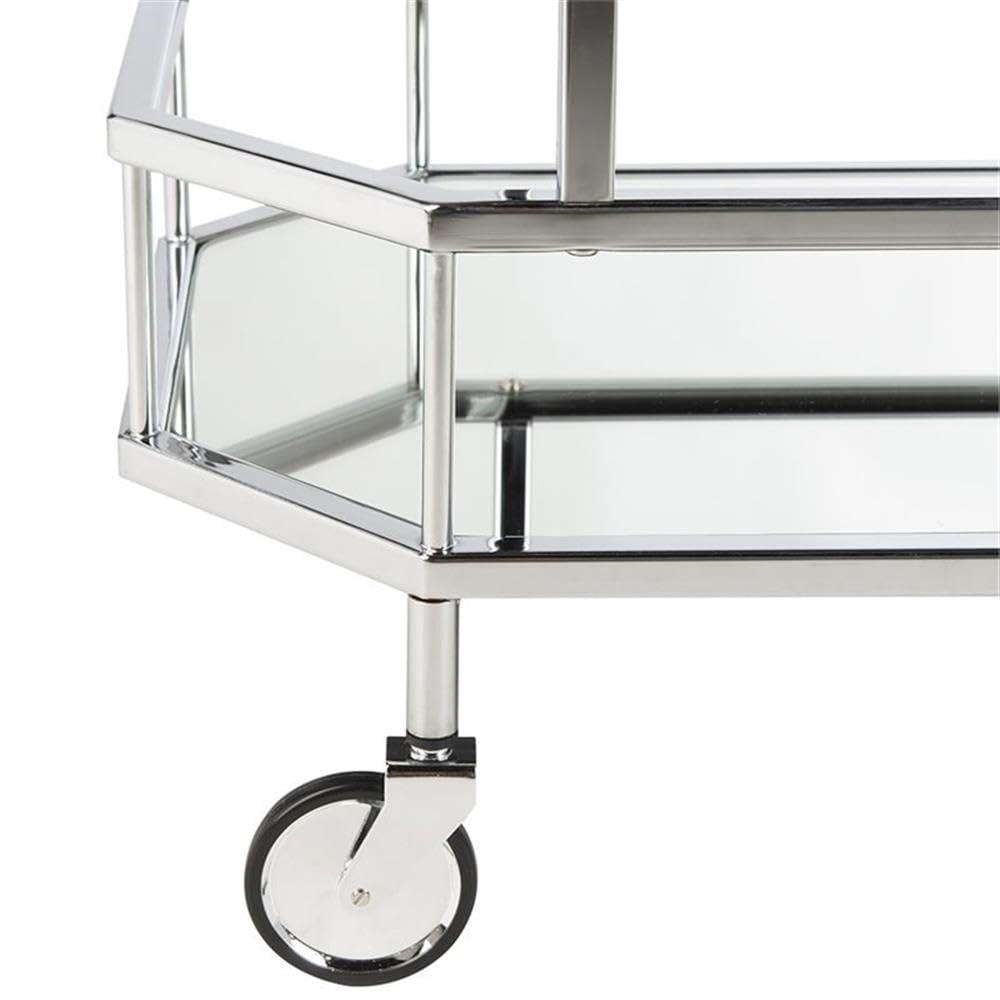 Silva 2 Tier Octagon Bar Cart - BCT8004B - Chrome/Mirror - Safavieh