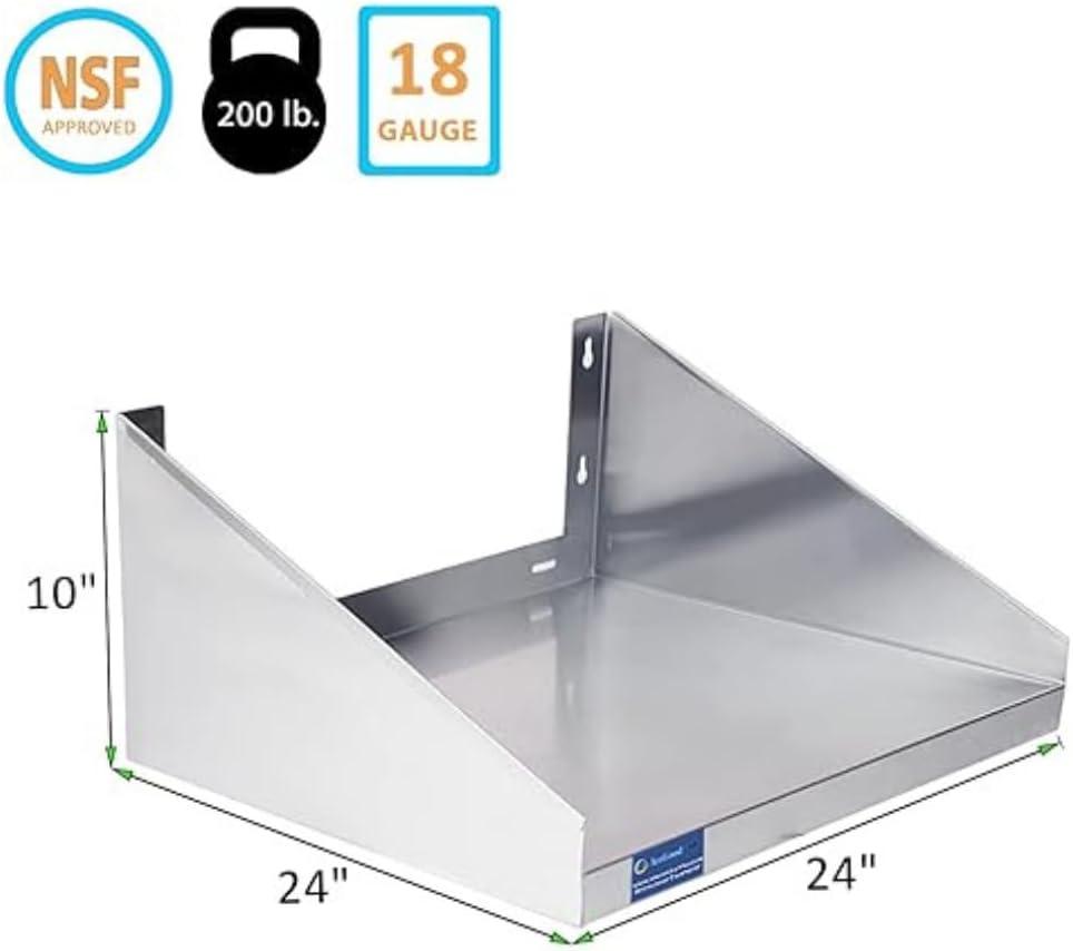 24" Stainless Steel Wall Shelf with Side Guards