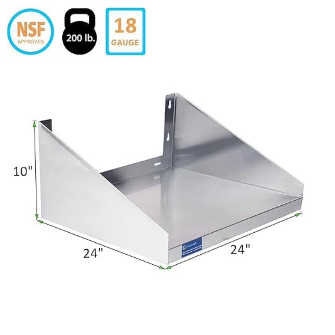 24" Stainless Steel Wall Shelf with Side Guards