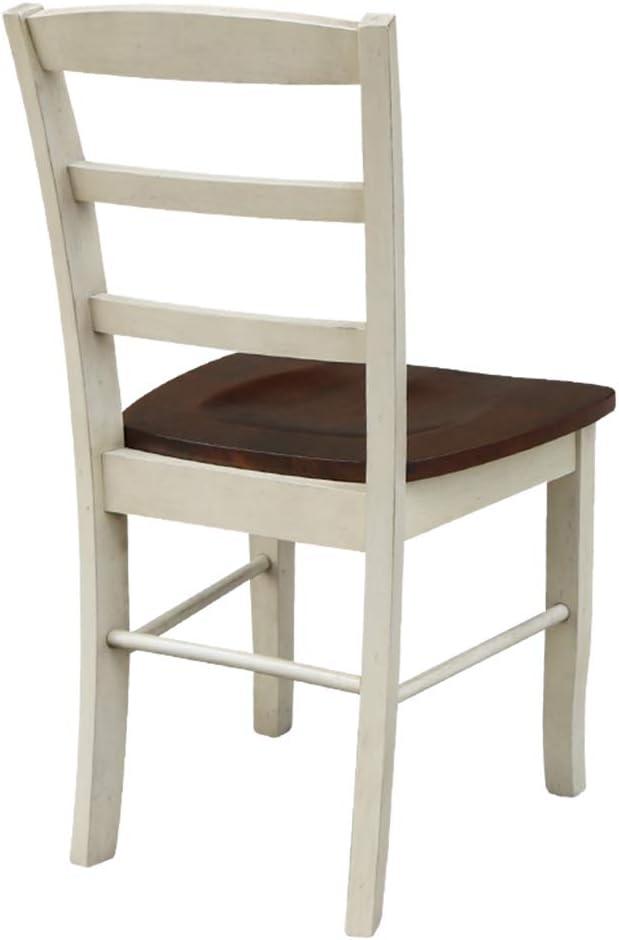 Set of 2 Madrid Ladderback Chairs Antiqued Almond/Espresso - International Concepts: Solid Wood, Unupholstered, Spot Clean