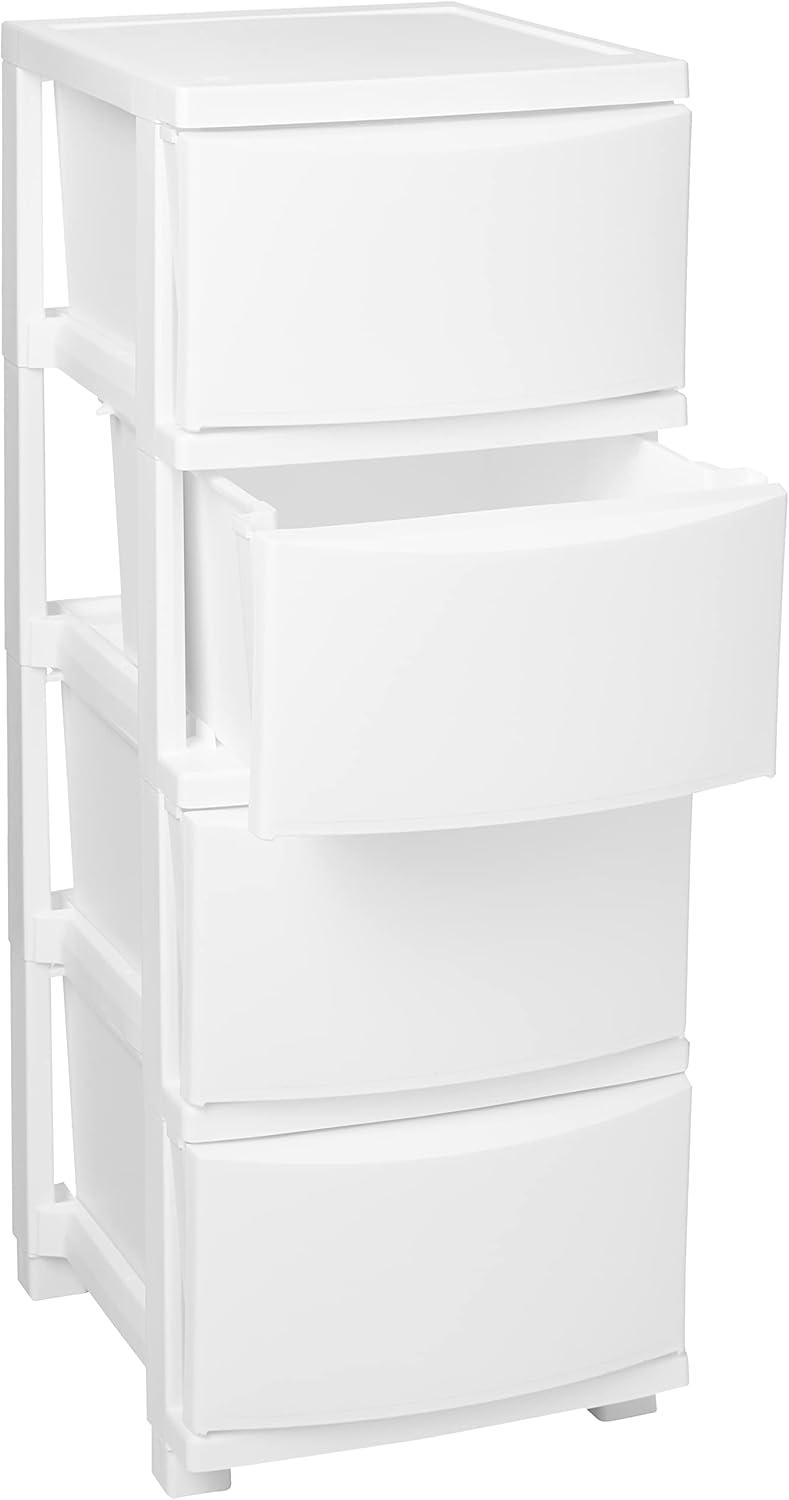 IRIS USA Plastic 4 Drawer Storage Cart with Casters, Organizer Unit for Bedroom, Closet, Kitchen, Bathroom, Laundry Room, Dorm