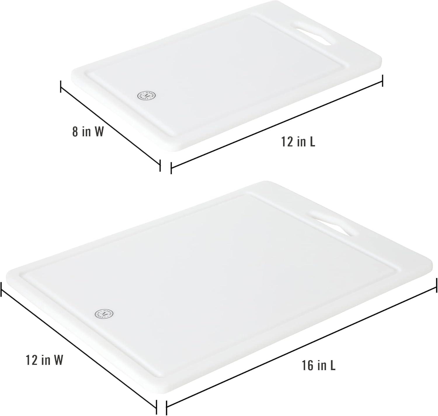 White Rectangular Plastic Cutting Board Set, 2-Piece