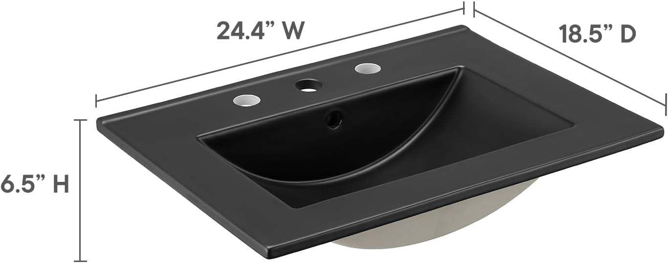 Cayman Black Ceramic 24" Above-Counter Bathroom Sink