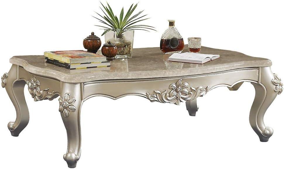 57" Bently Coffee Table Marble Top and Champagne - Acme Furniture