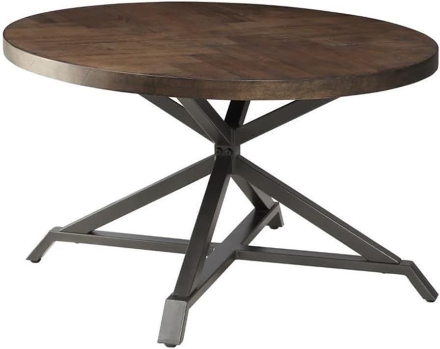 Industrial Brown and Gray Pine Veneer Round Table Set