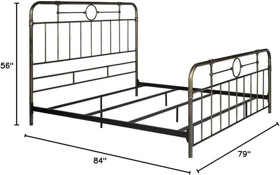 Antique White Metal Pipe Queen Bed with Powder Coated Finish