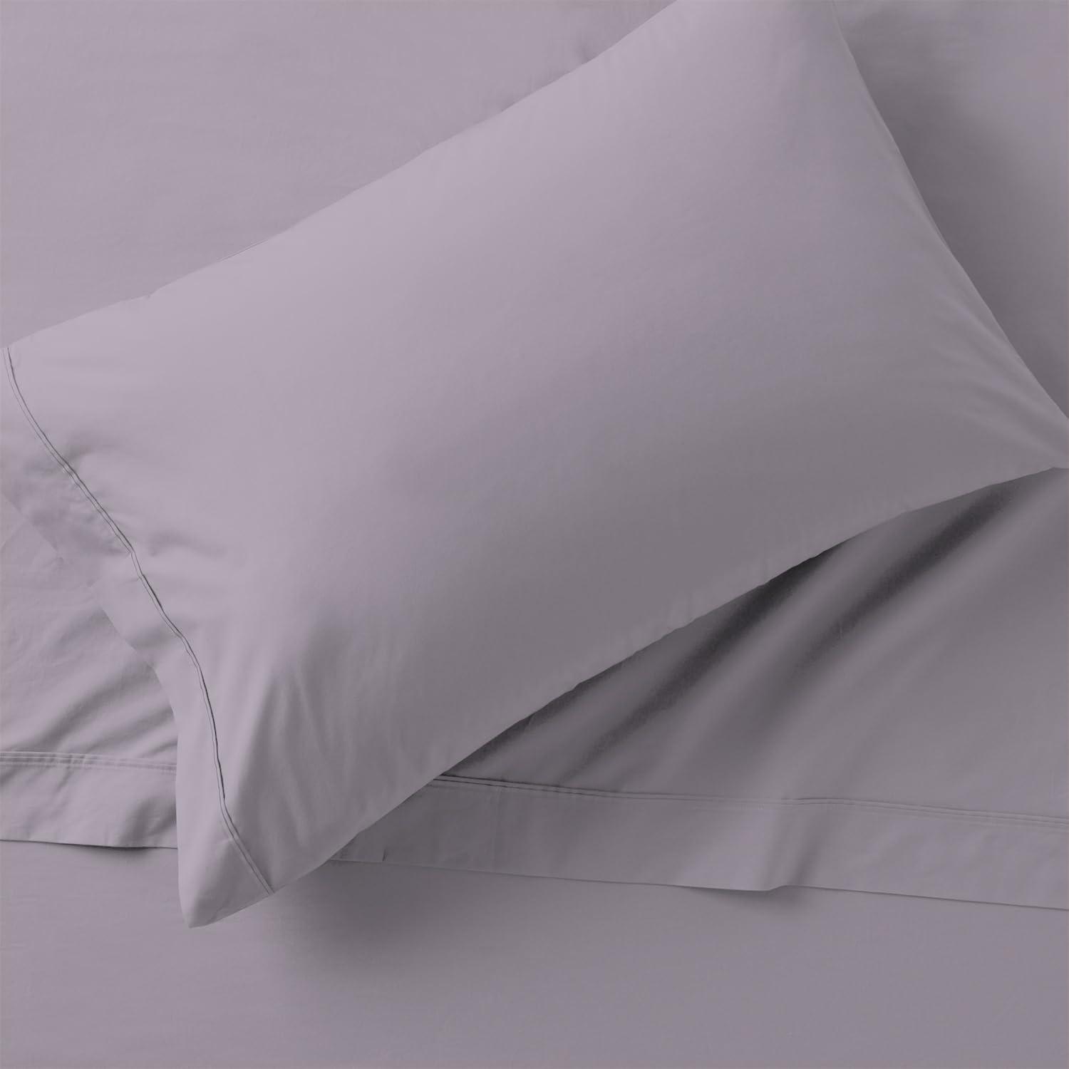 100% Organic Cotton Standard Percale Pillowcases, 300 Thread Count Breathable, Super Soft, & Cozy 2-Piece Set Lavender by Purity Home