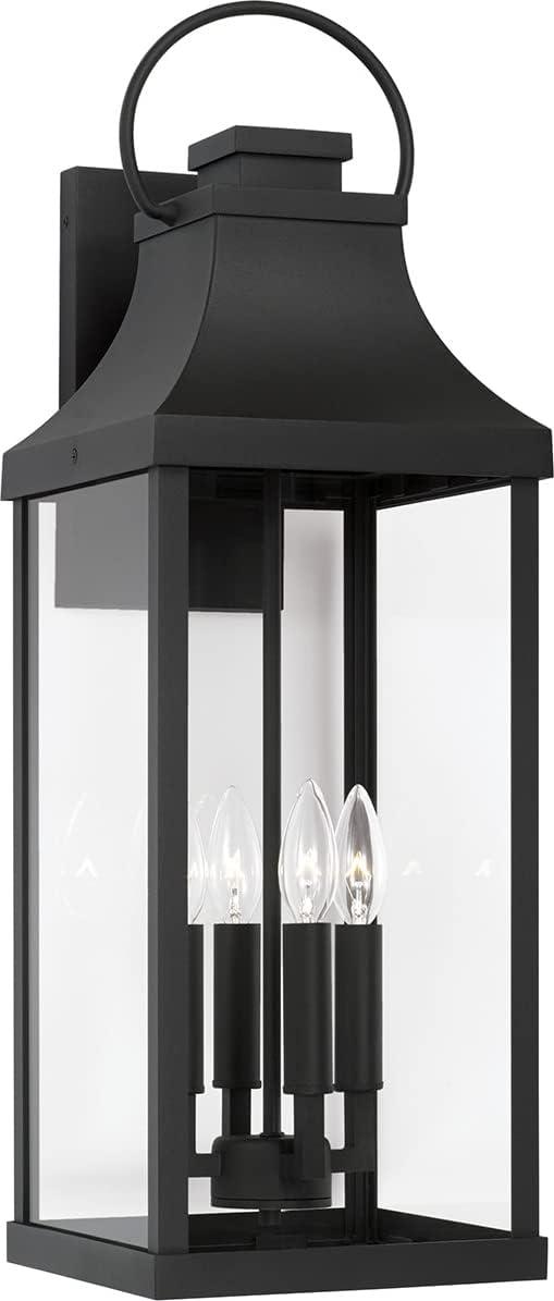 Bradford Transitional 4-Light Black Outdoor Lantern with Clear Glass