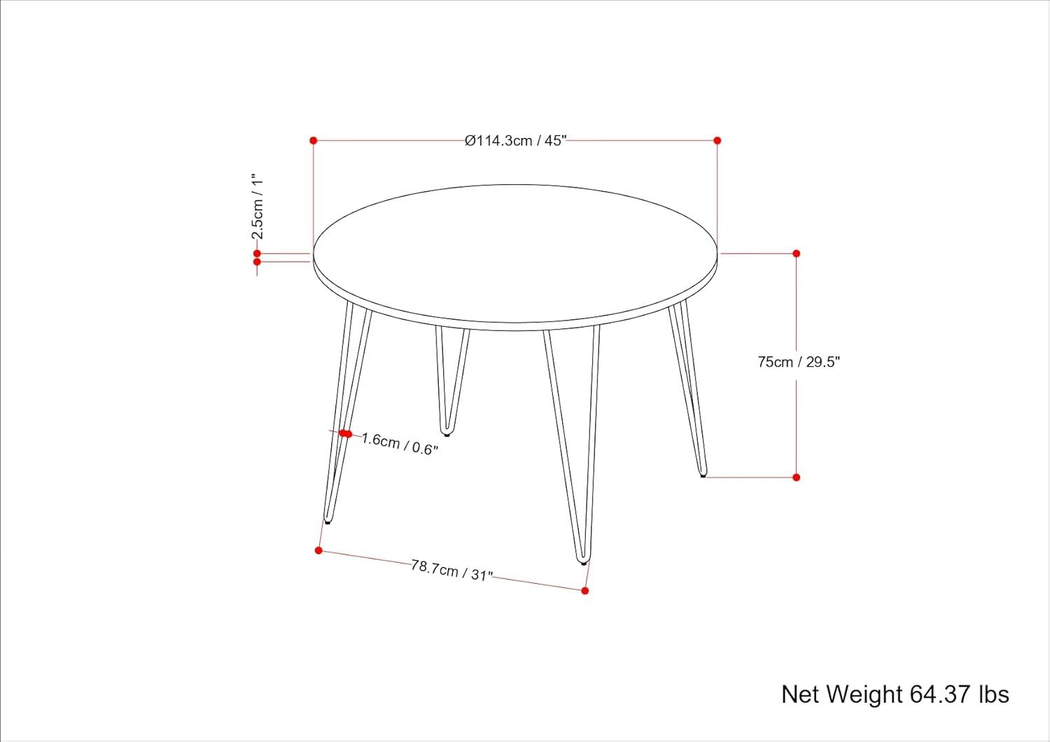 Hunter Round Solid Wood Top Metal Base Dining Table