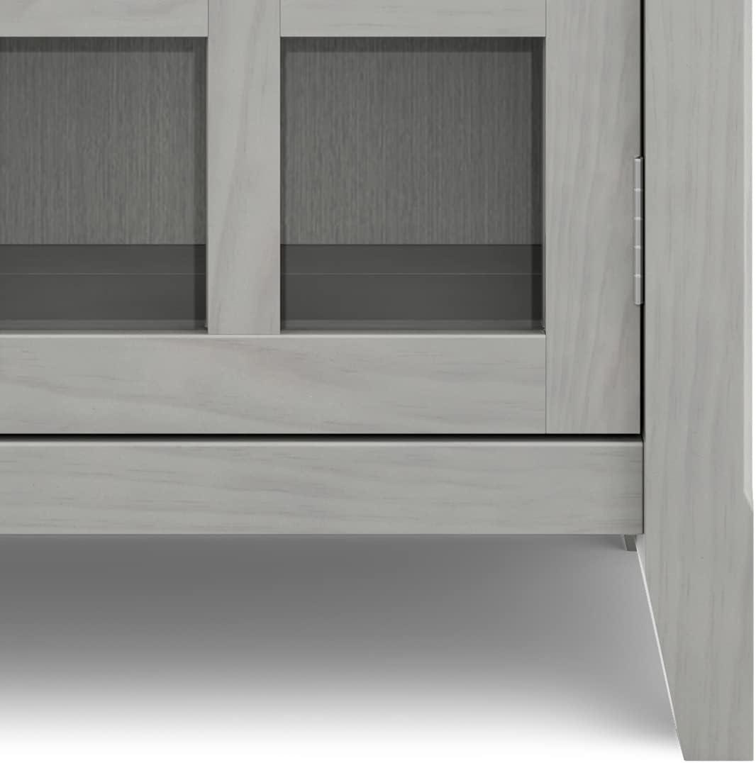 Simpli Home Acadian 36"W Solid Wood 2-Shelf Entryway Storage Cabinet with Glass Doors and 2 Drawers