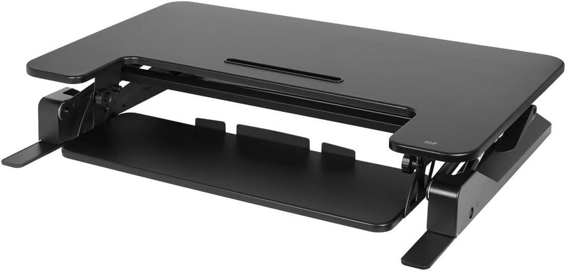 Monoprice Height Adjustable Gas-Spring Dual Handle Sit-Stand 36-Inch Workstation Desk Converter with Keyboard Tray