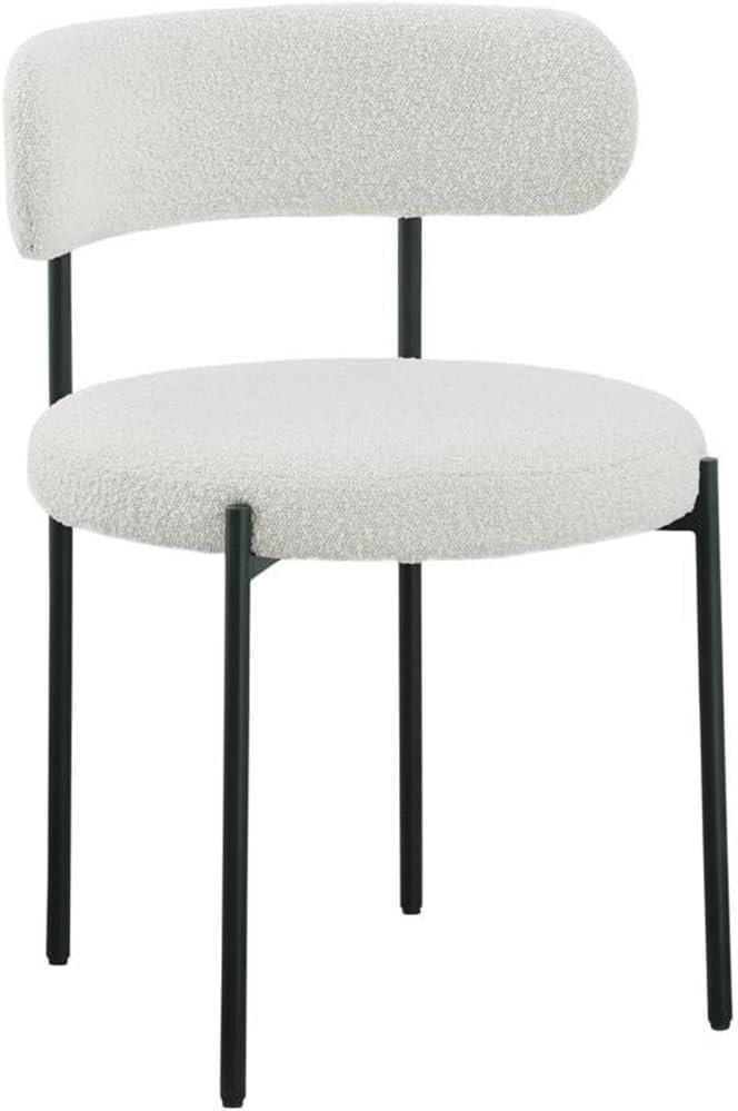 Beacon Cream Boucle Fabric Dining Chair with Black Metal Frame, Set of 2