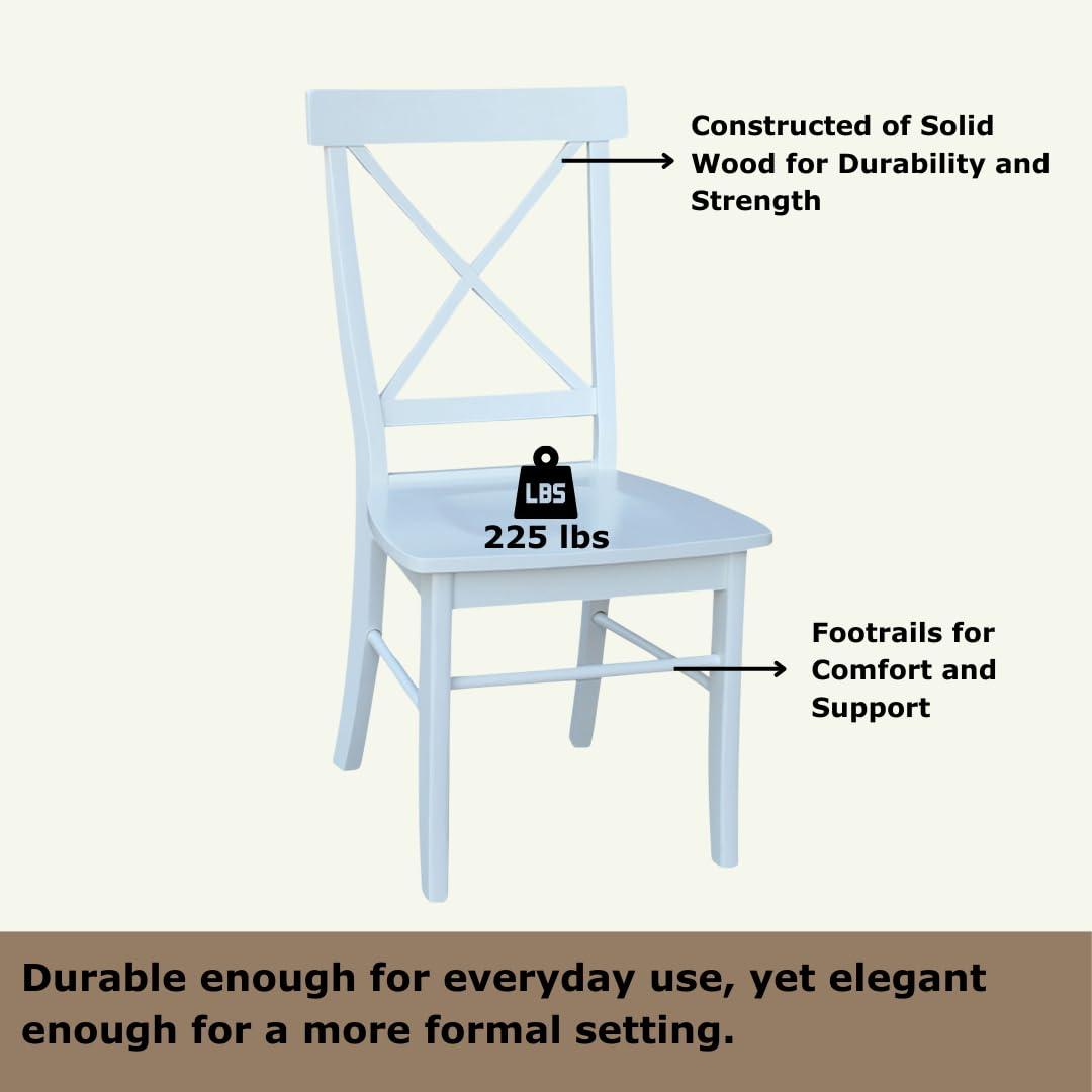 Elegant White Parawood High Cross Back Chair, Set of 2