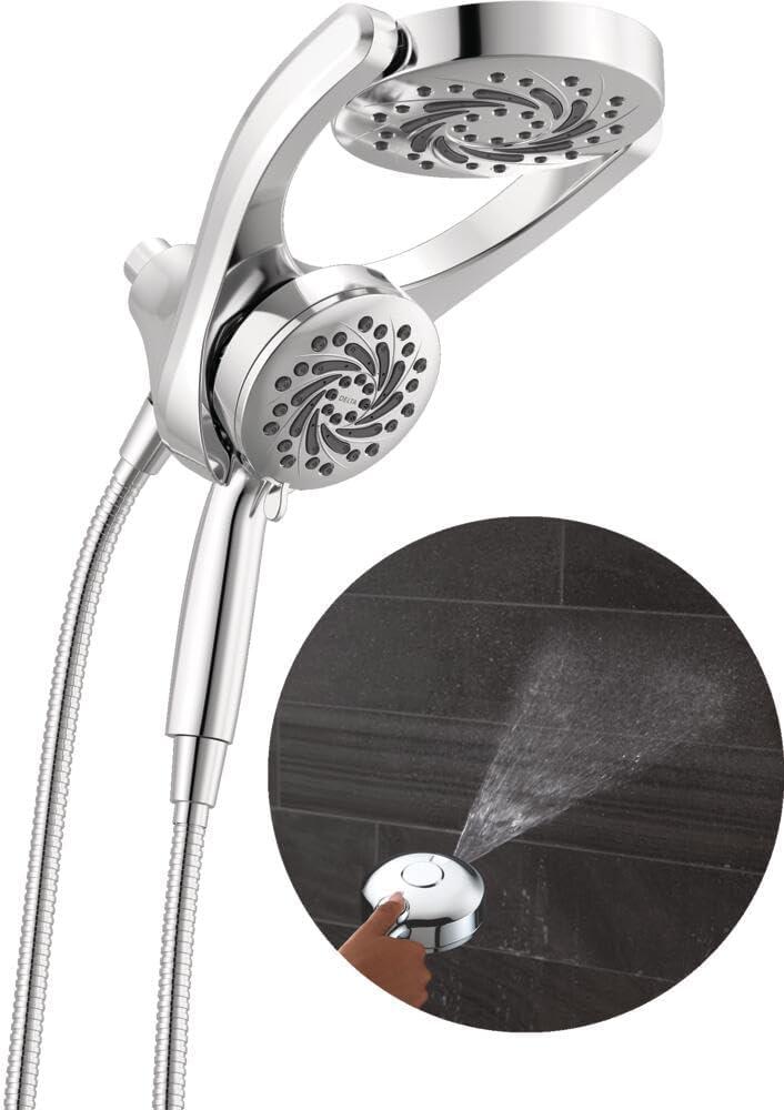 Delta 75419 5-Setting HydroRain 2-in-1 Dual Shower Head with ProClean Spray