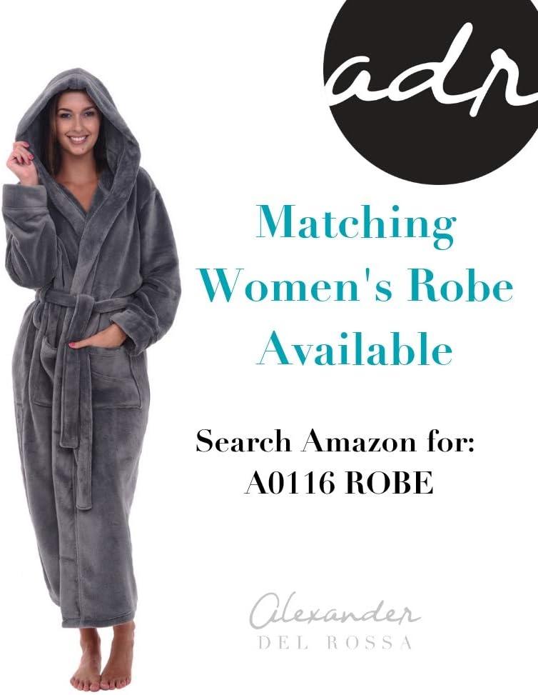 ADR Mens Robe, Plush Fleece Hooded Bathrobe Men, Men's Bathrobes, Big and Tall Bath Robe for Men Blue and Green Tartan Plaid 2XL