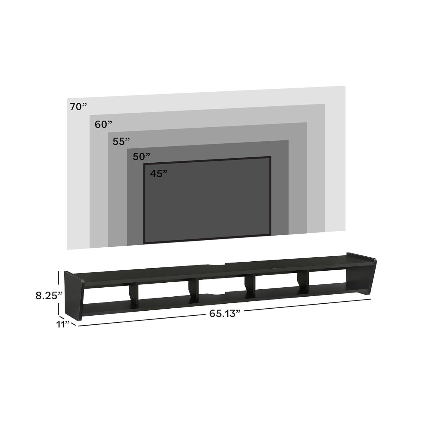 Walker Edison Minimalist Floating TV Stand for TVs up to 70”, Solid Black