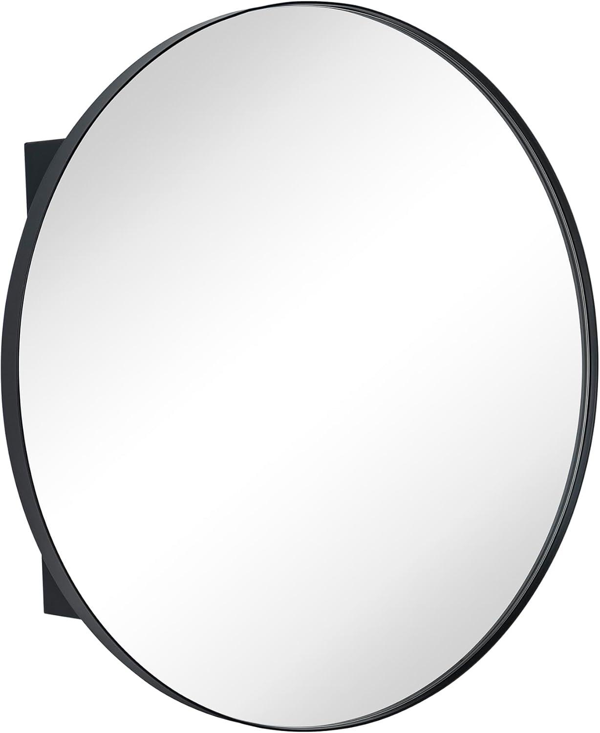 TEHOME  Myriel 30 in. W x 30 in. Surface Mount Round Circle Bathroom Metal Framed Medicine Cabinet with Mirror in Matt Black