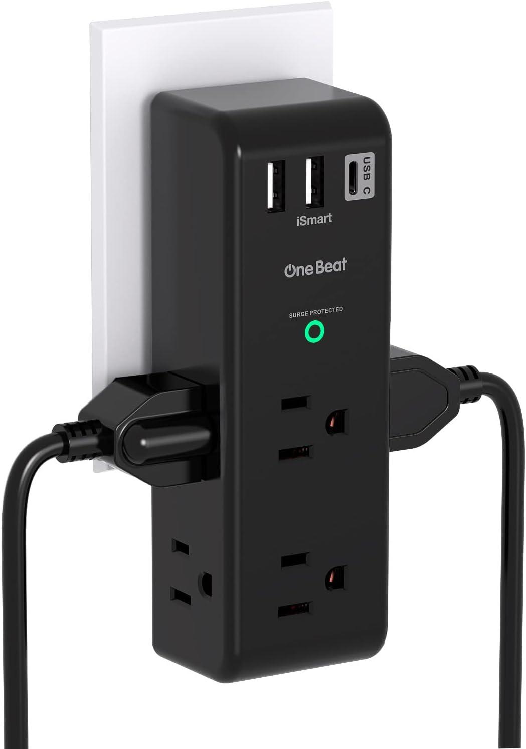 White 10-Piece USB Outlet Extender with Rotating Plug