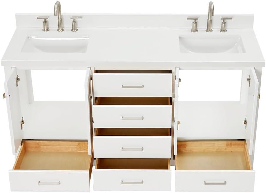 Ariel A067dwqrvo Cambridge 67" Free Standing Double Rectangular Basin Vanity Set - White