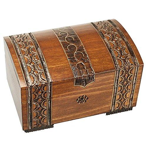 Handmade Wood Chest w/ Lock and Key Linden Wood Jewelry Keepsake Box from Poland