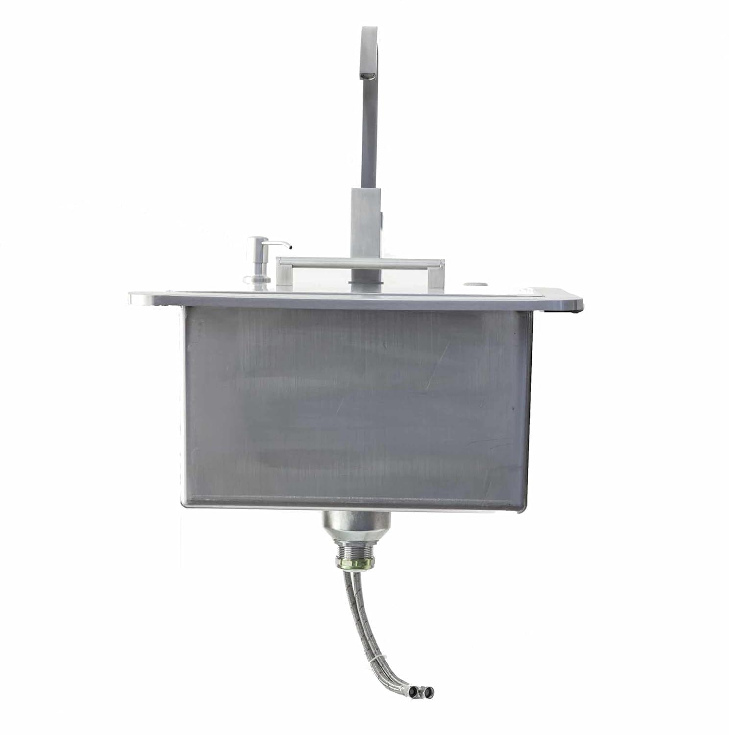 21" Stainless Steel Outdoor Kitchen Sink with Faucet and Soap Dispenser