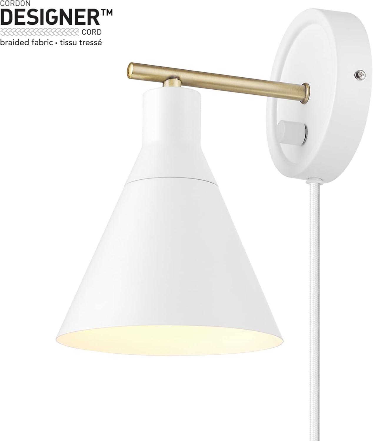 Matte White Brass Accent Dimmable Wall Sconce