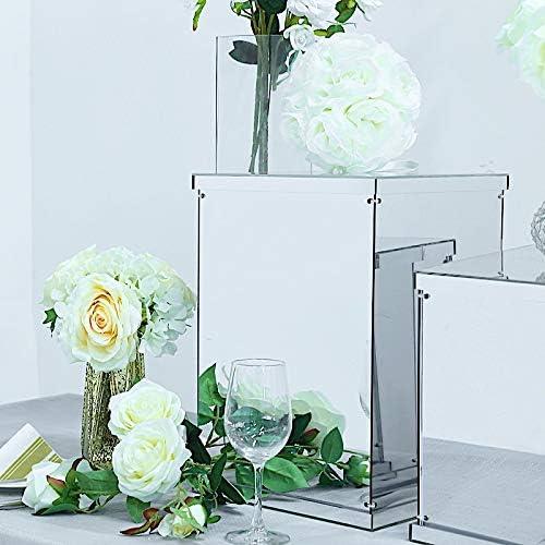 BalsaCircle 5 Silver Mirror Display Boxes Centerpieces Columns Pedestal Riser Party Wedding Decorations