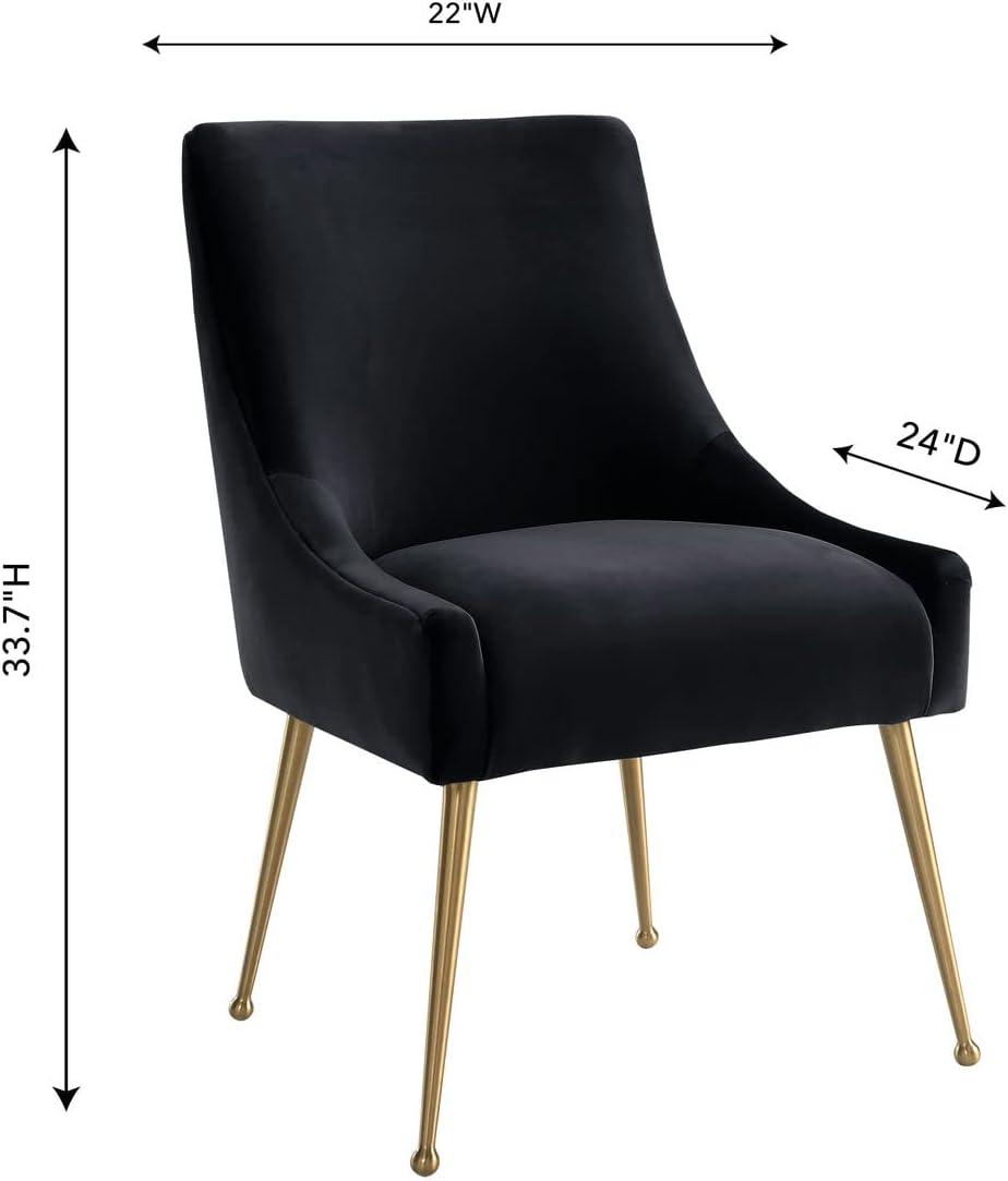 TOV Furniture Beatrix Black Velvet Side Chair with Gold Legs