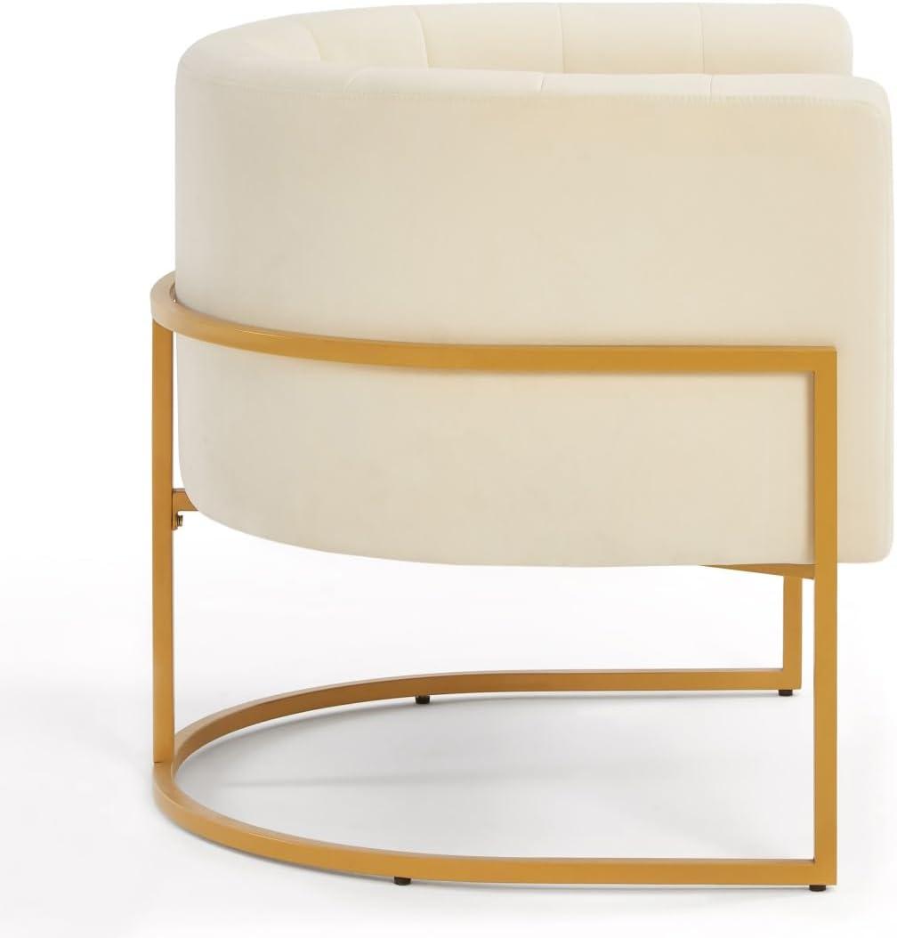 KOSSMAI Upholstered Velvet Accent Barrel Chair with Golden Metal Legs for Living Room Bedroom Office Lounge Chair, Mid-Century Modern Style Armchair (Black)