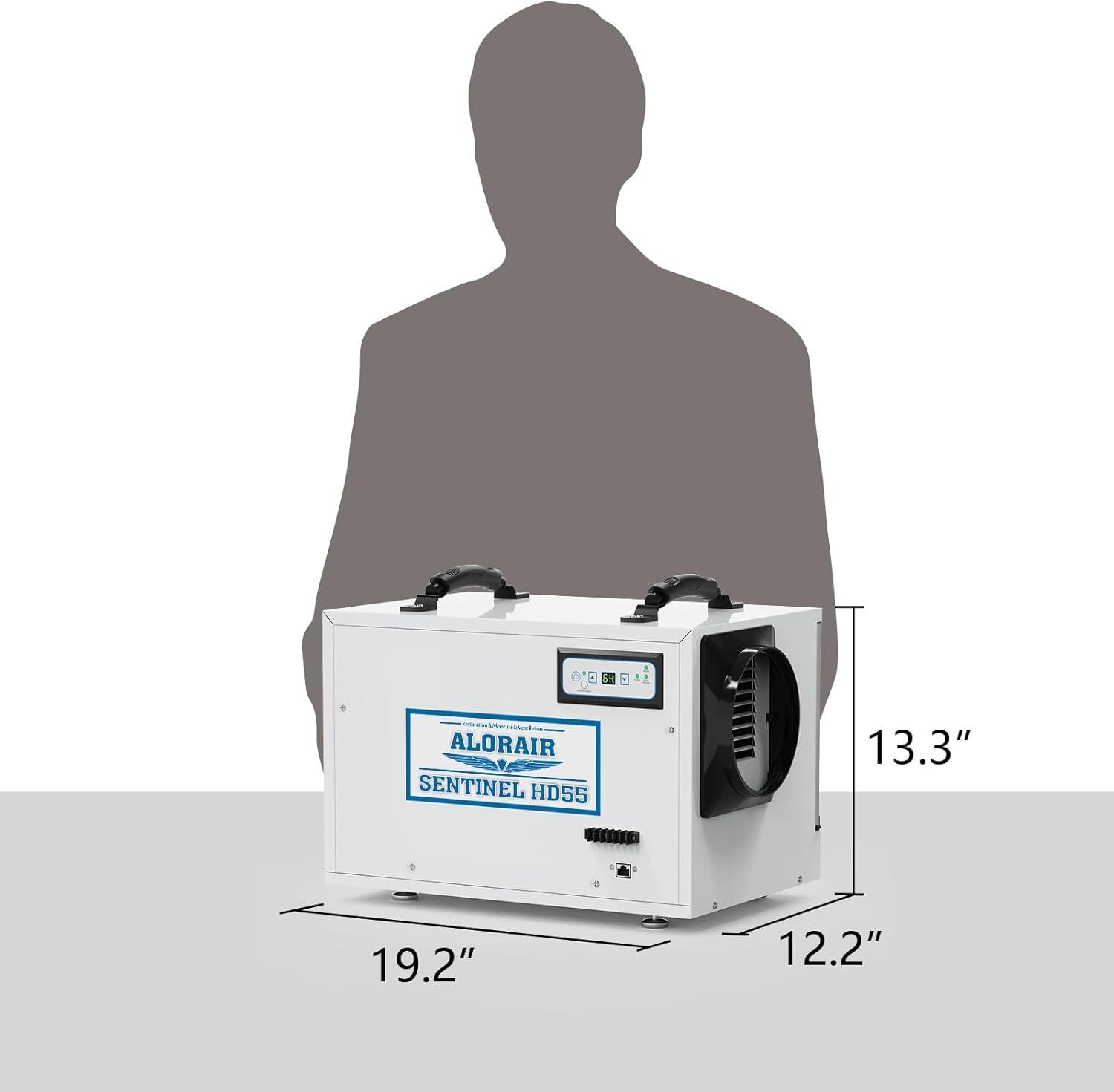 Alorair Sentinal Hd55 113 pt Dehumidifier in Blue - Automatic Shut Off, Adjustable Humistat,with Drain Hose for Crawl Spaces