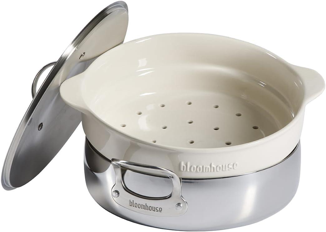 6-Quart Stainless Steel Steamer Pot with Ceramic Insert