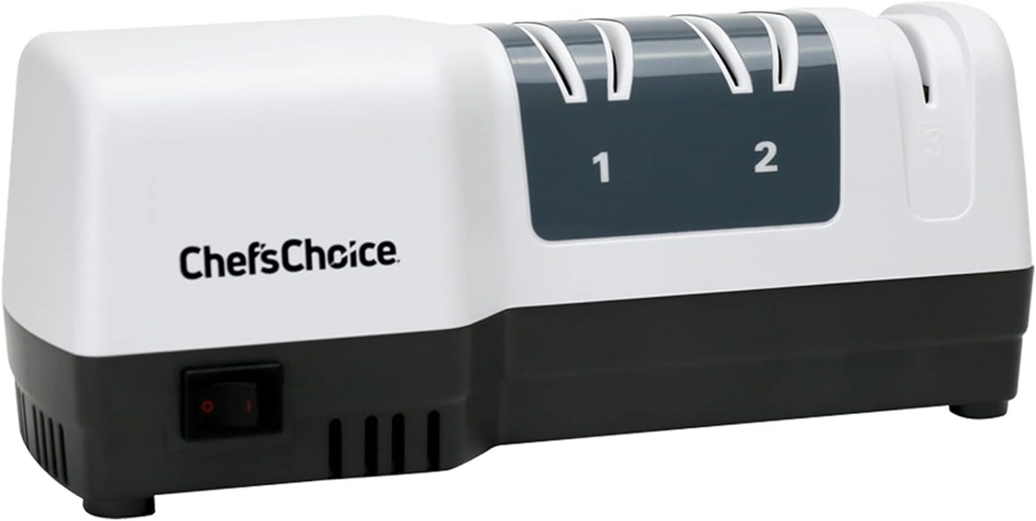 Chef'sChoice 3 Stage White Hybrid Knife Sharpener for 20 Degree Straight Edge and Serrated Knives