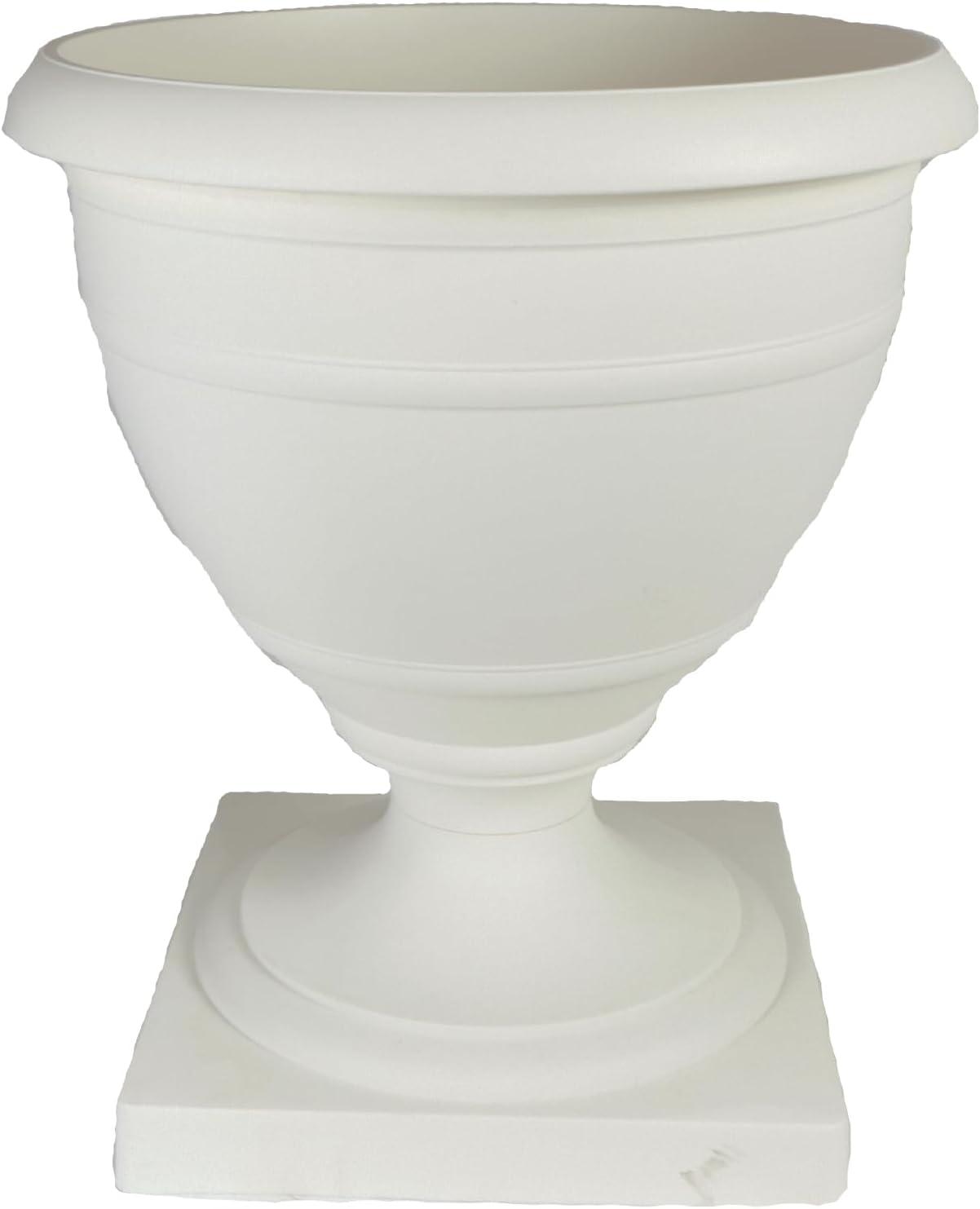 HC  16 in. Round Urn Olympia Urn, White