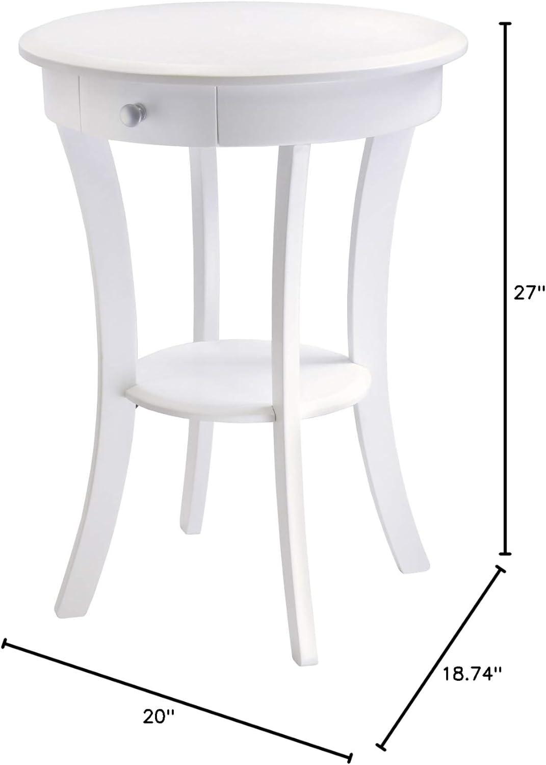 Sasha Round Accent Table - White - Winsome: Wood Composite, Veneer, Shelf Storage, Spot Clean