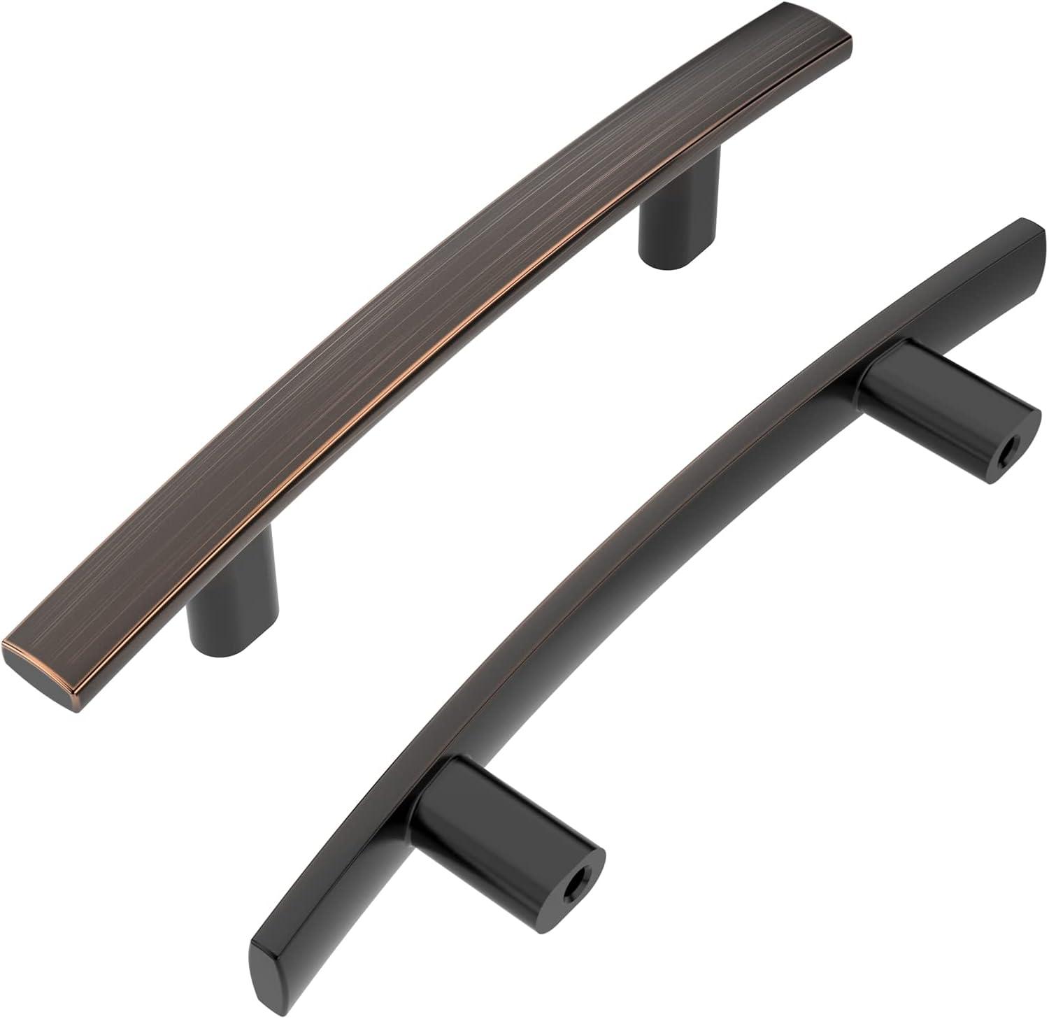 Oil Rubbed Bronze Curved Bar Cabinet Pulls with Mounting Hardware