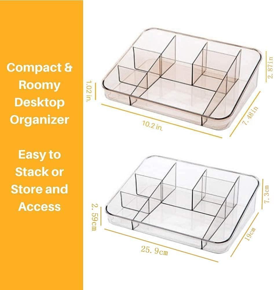 SUNFICON Makeup Organizer Tray Brush Holder Cosmetic Display Case Storage Box for Vanity Countertop Bathroom Drawers, 8 Compartments, Crystal Clear Acrylic