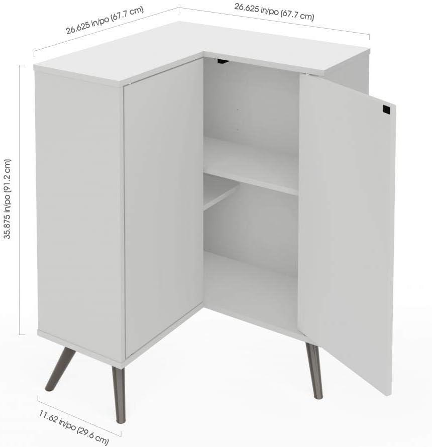 Bestar Armario de Almacenamiento de Madera de Esquina Krom en Blanco