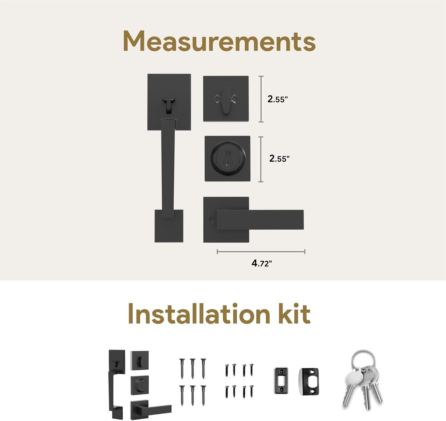 Mega Handles Tobelle Door Handleset | Reversible Entry Lever Door with Single Cylinder Deadbolt for Entrance and Front Door