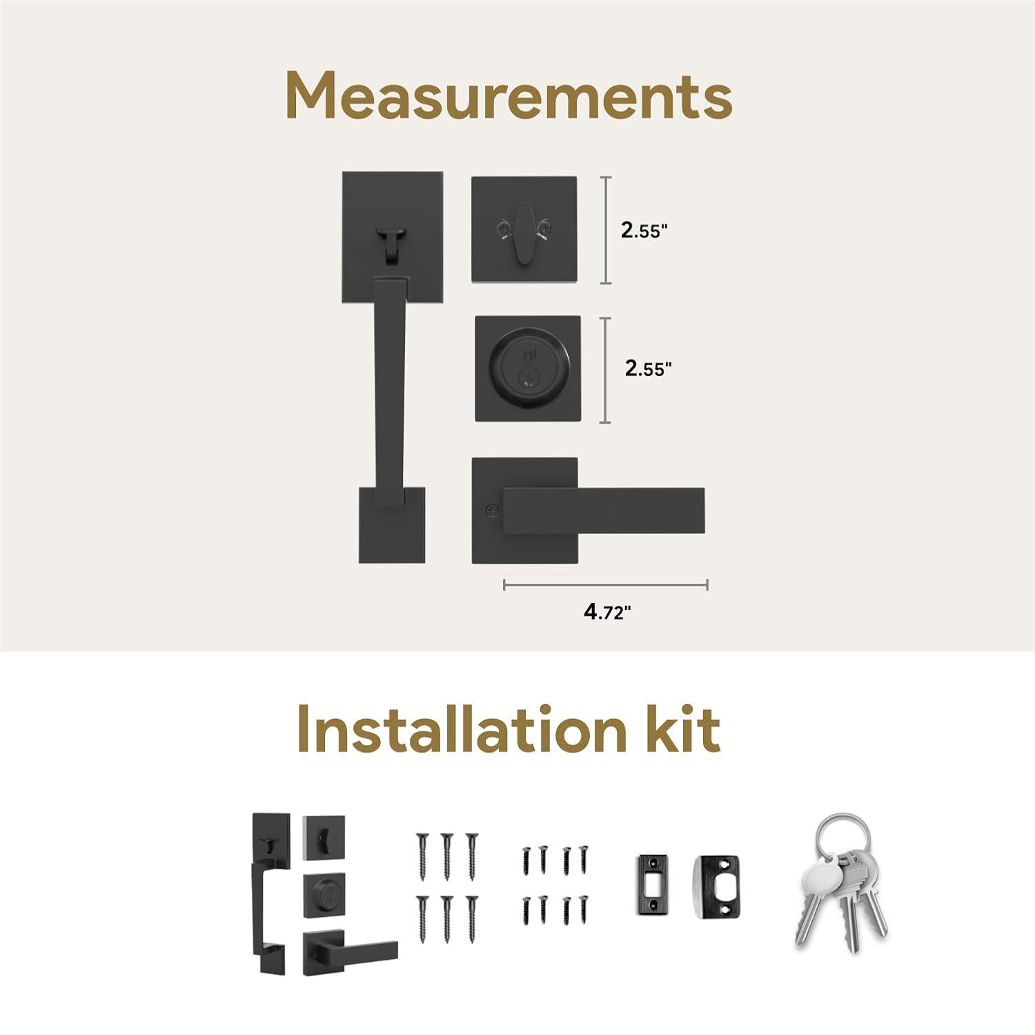 Mega Handles Tobelle Door Handleset | Reversible Entry Lever Door with Single Cylinder Deadbolt for Entrance and Front Door
