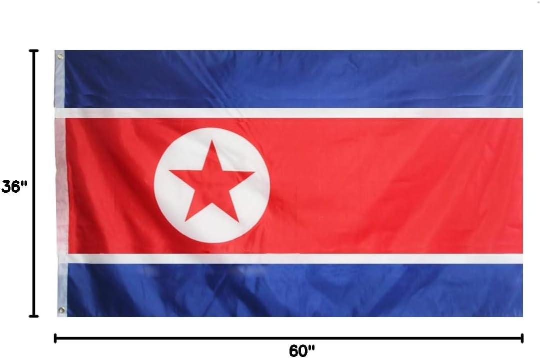 North Korea Flag 3x5 Foot Polyester with Brass Grommets