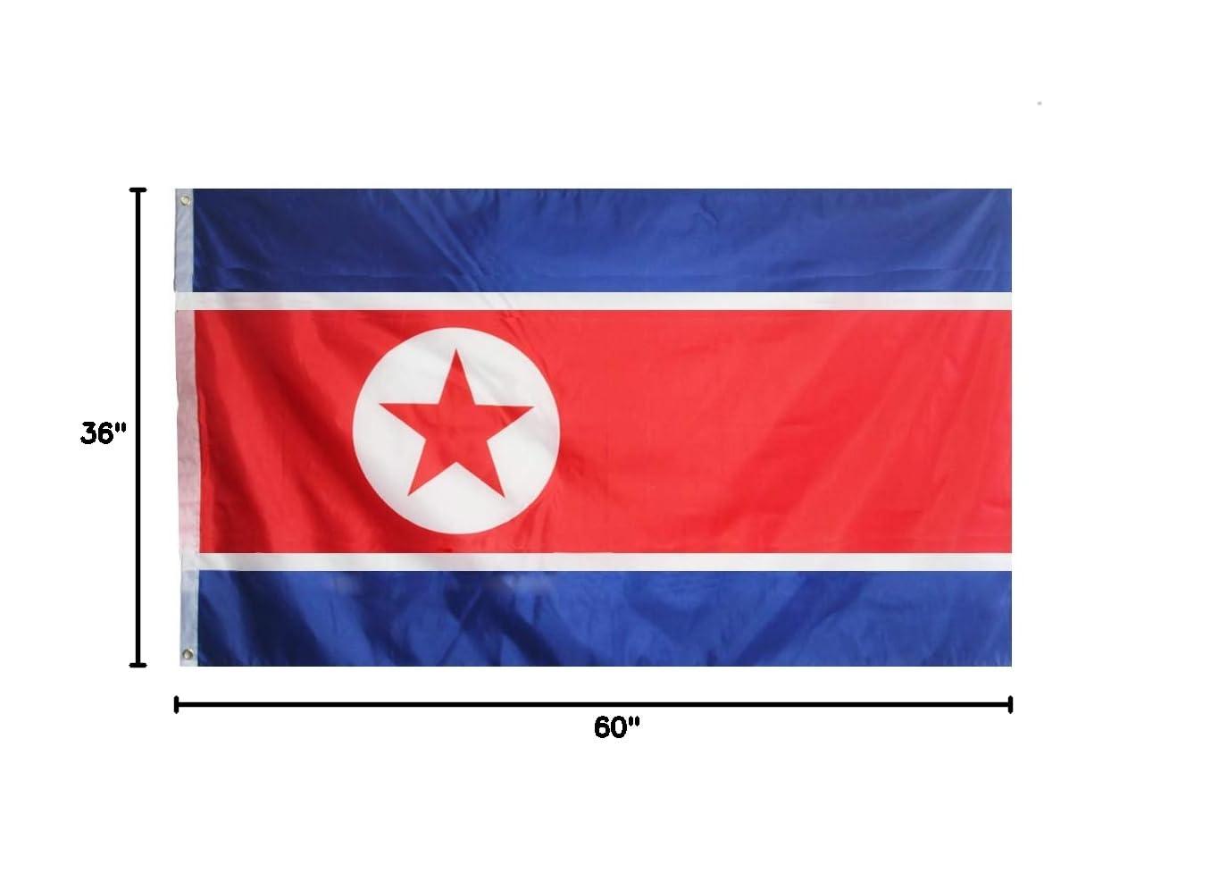 North Korea Flag 3x5 Foot Polyester with Brass Grommets